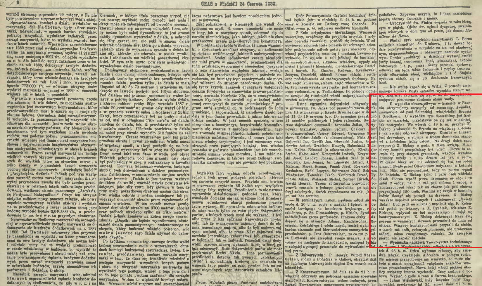 Czas krakowski z dnia 24.06.1888 r